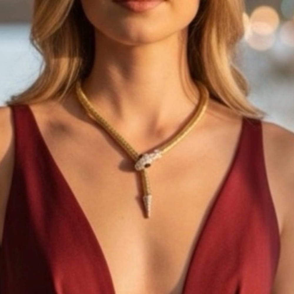 Gold Snake Necklace Magnetic Adjustable Design